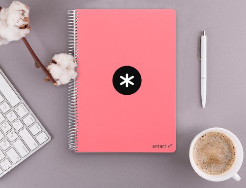 Caderno espiral liderpapel din a4 antartik capa dura 80 f 100 gr quadricula 5 mm com margem cor coral ,  , 7818 , 8423473078185